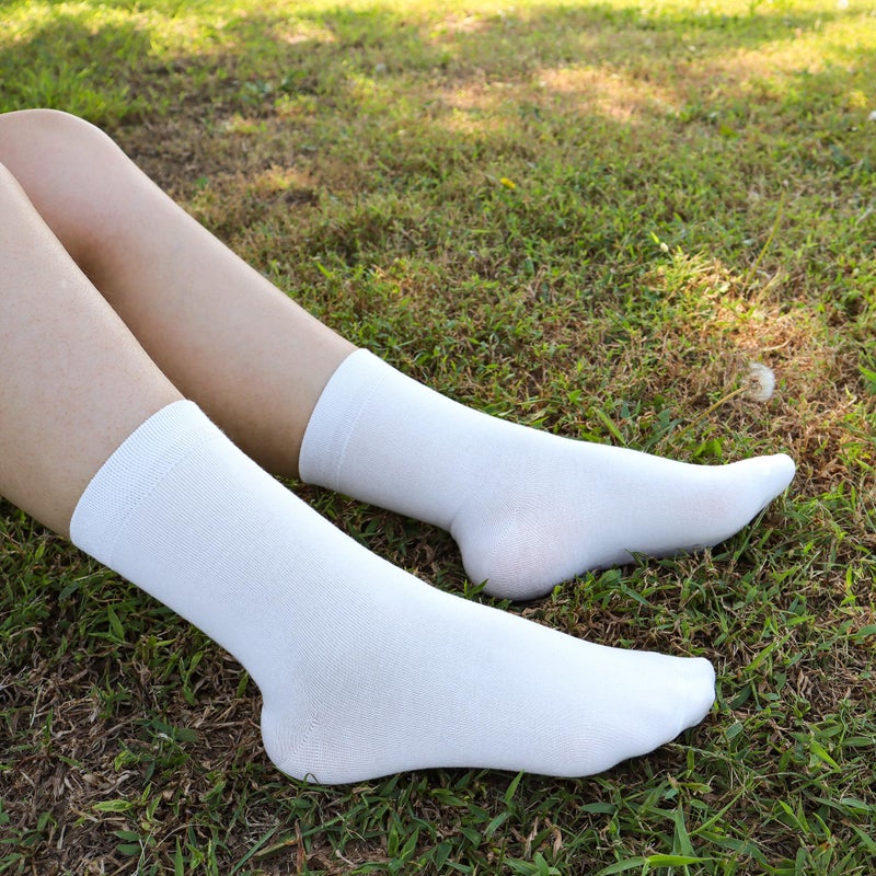 SERISIMPLE Women Thin Viscose Bamboo Socks Crew Lightweight Above Ankle Casual Dress Sock For Ladies Bootie Trouser 5 Pairs (White, Medium) - Image 2